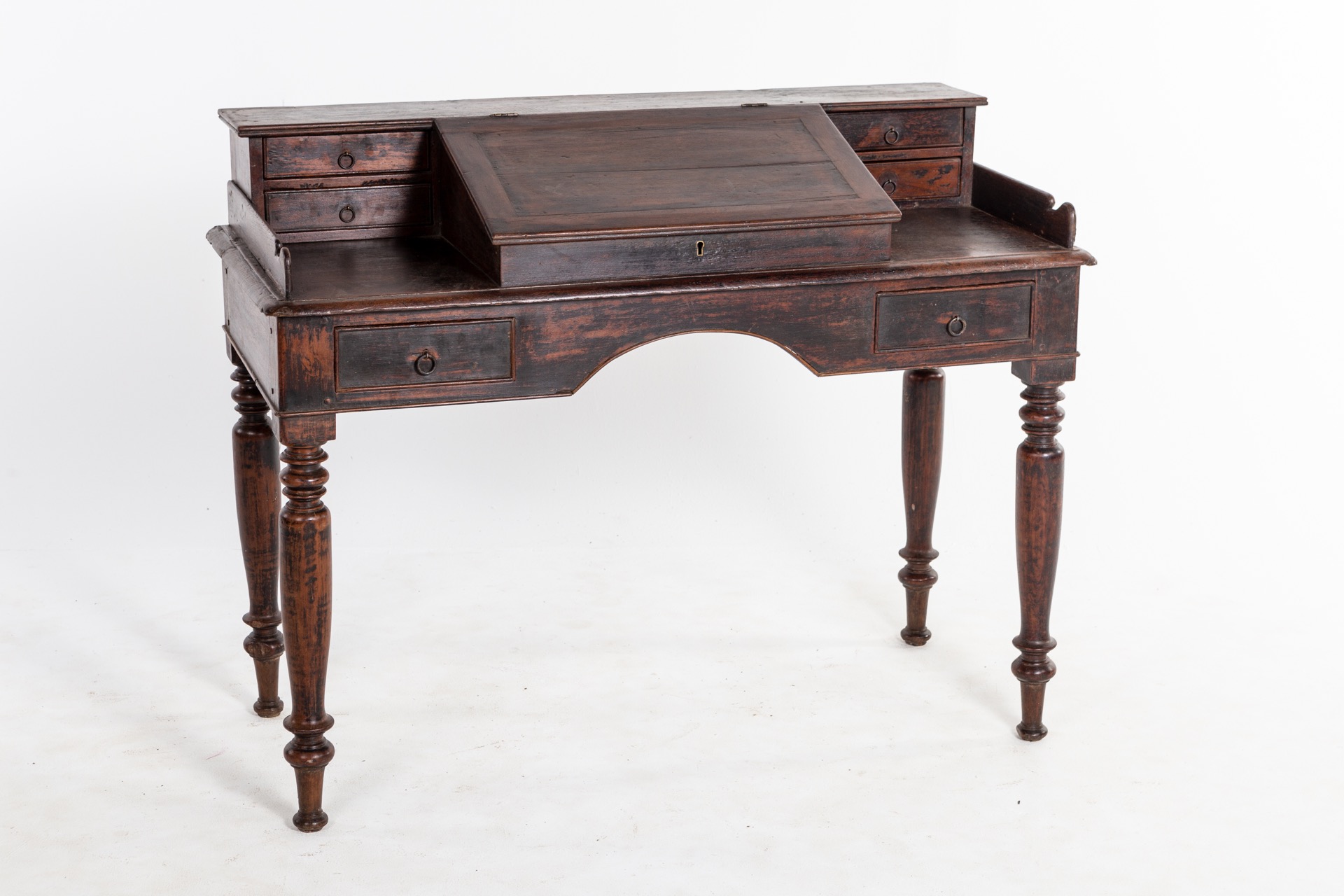 British Colonial Writing Desk With Slanted Top