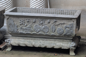 Carved Planter Pair
