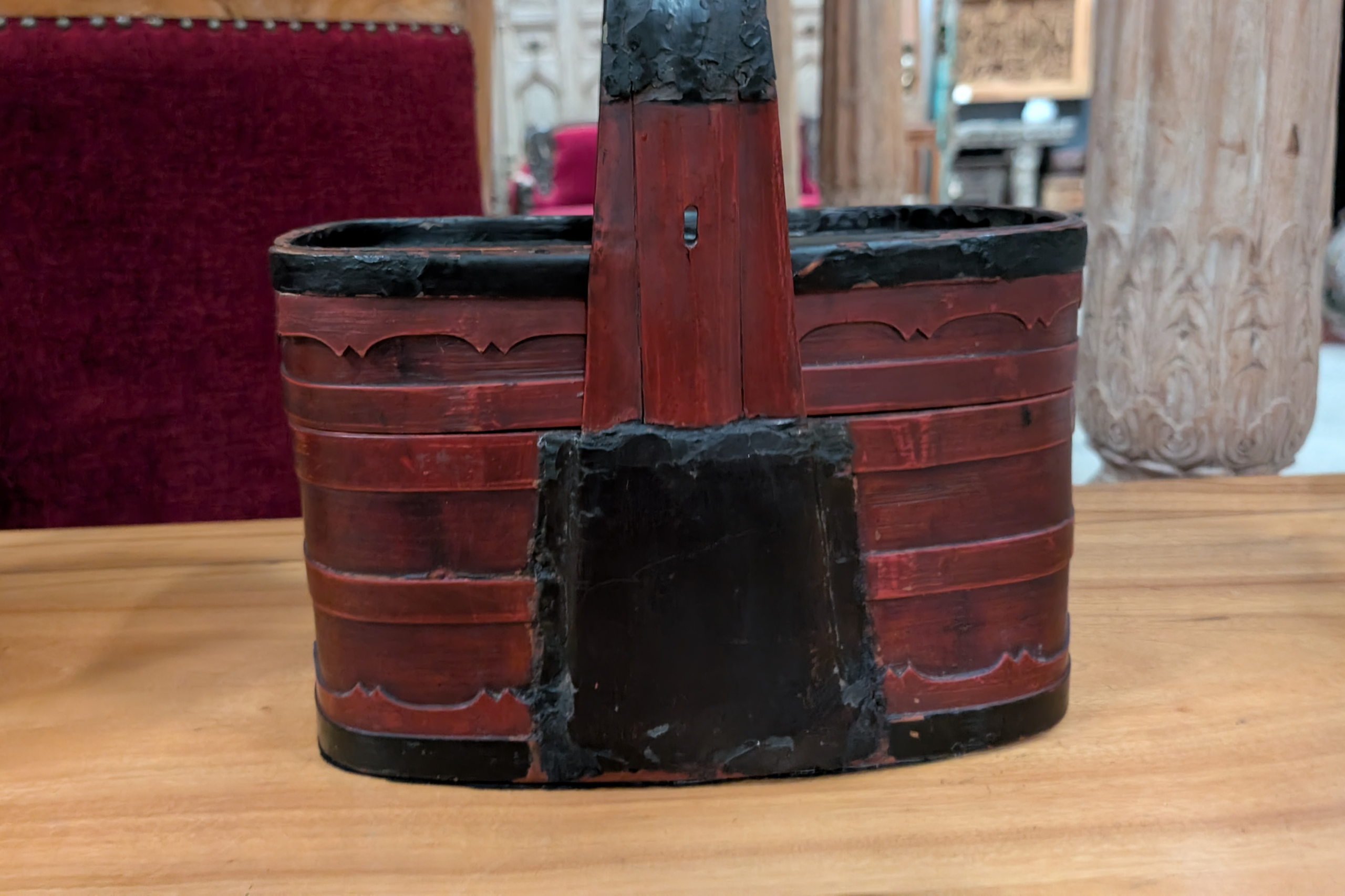 Red Bamboo Food Basket