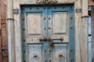 Blue wooden door