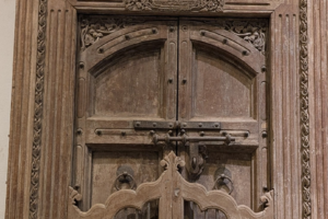Carved Teak Door with Gate Panels