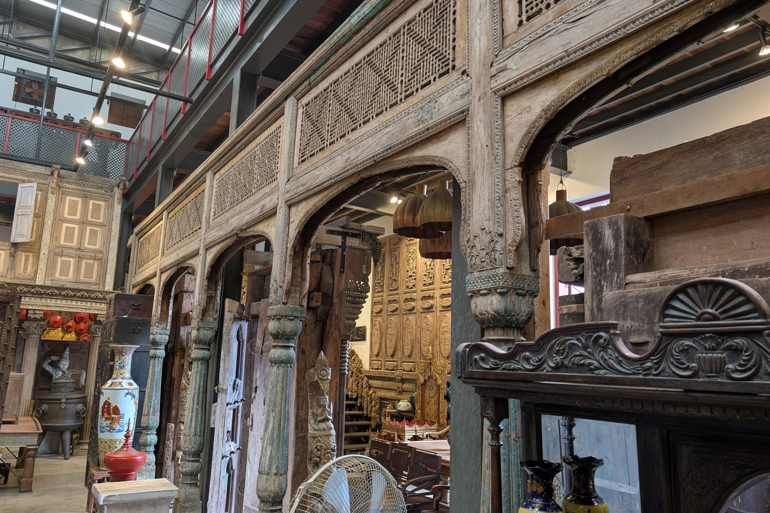 Six-Arch Carved Wooden Facade