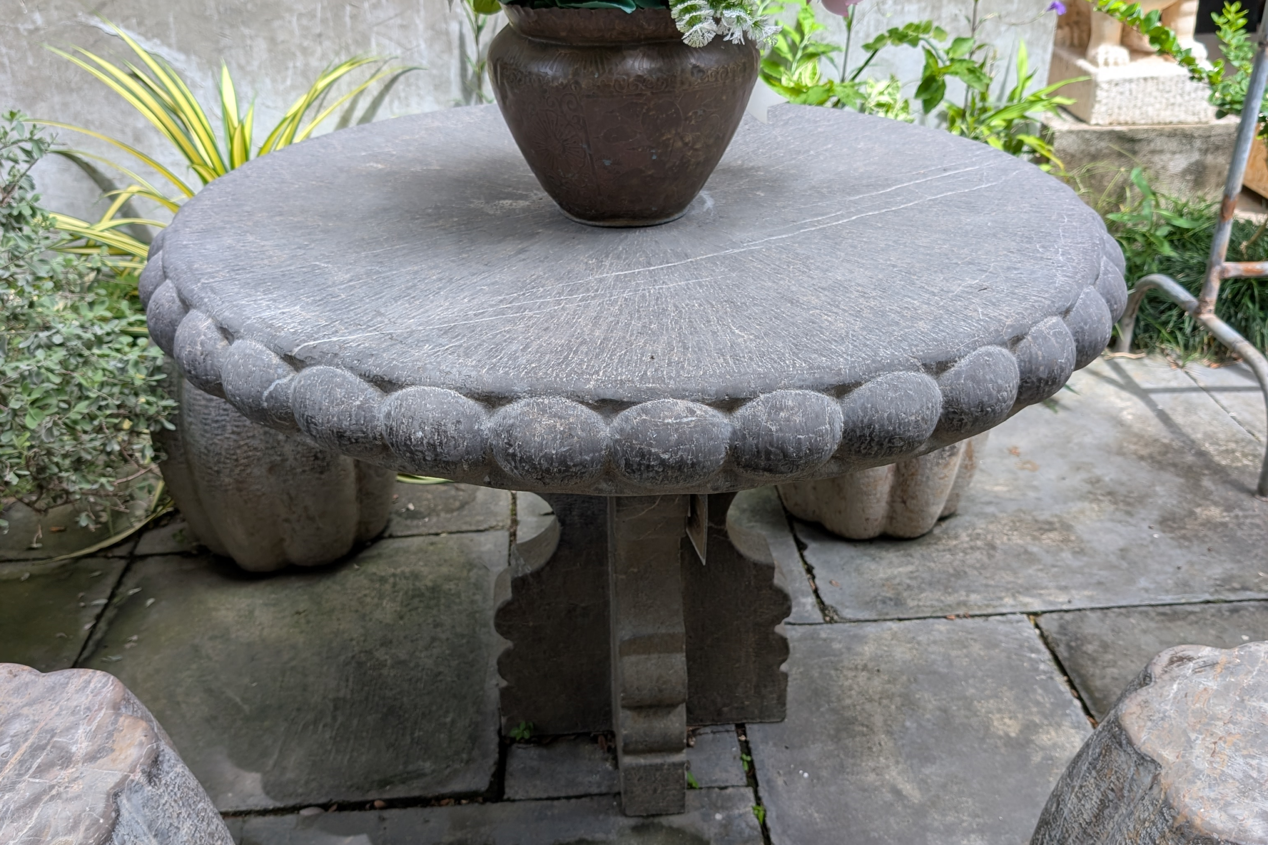 Stone Pedestal Table Set