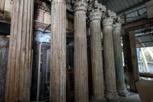 Set of Carved Wooden Columns