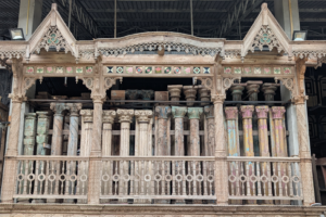 Carved Wooden Balcony Facade