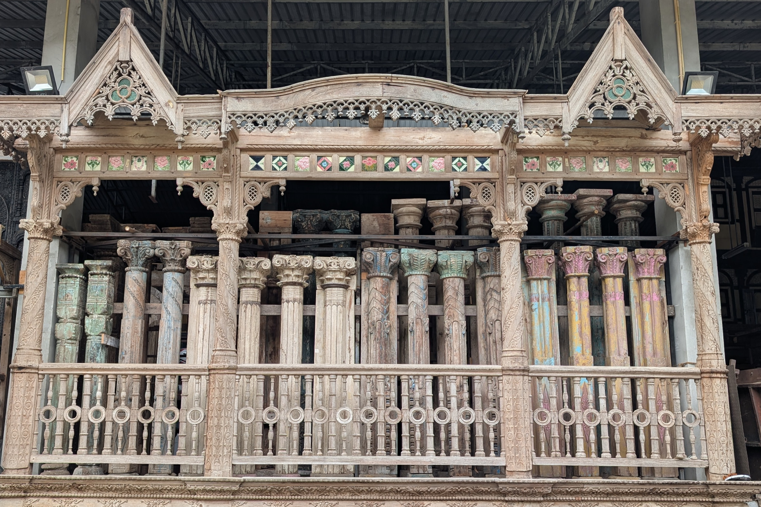 Carved Wooden Balcony Facade