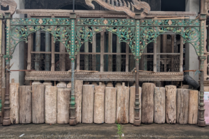 Painted Carved Wooden Balcony