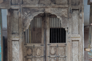 Wooden arch door frame