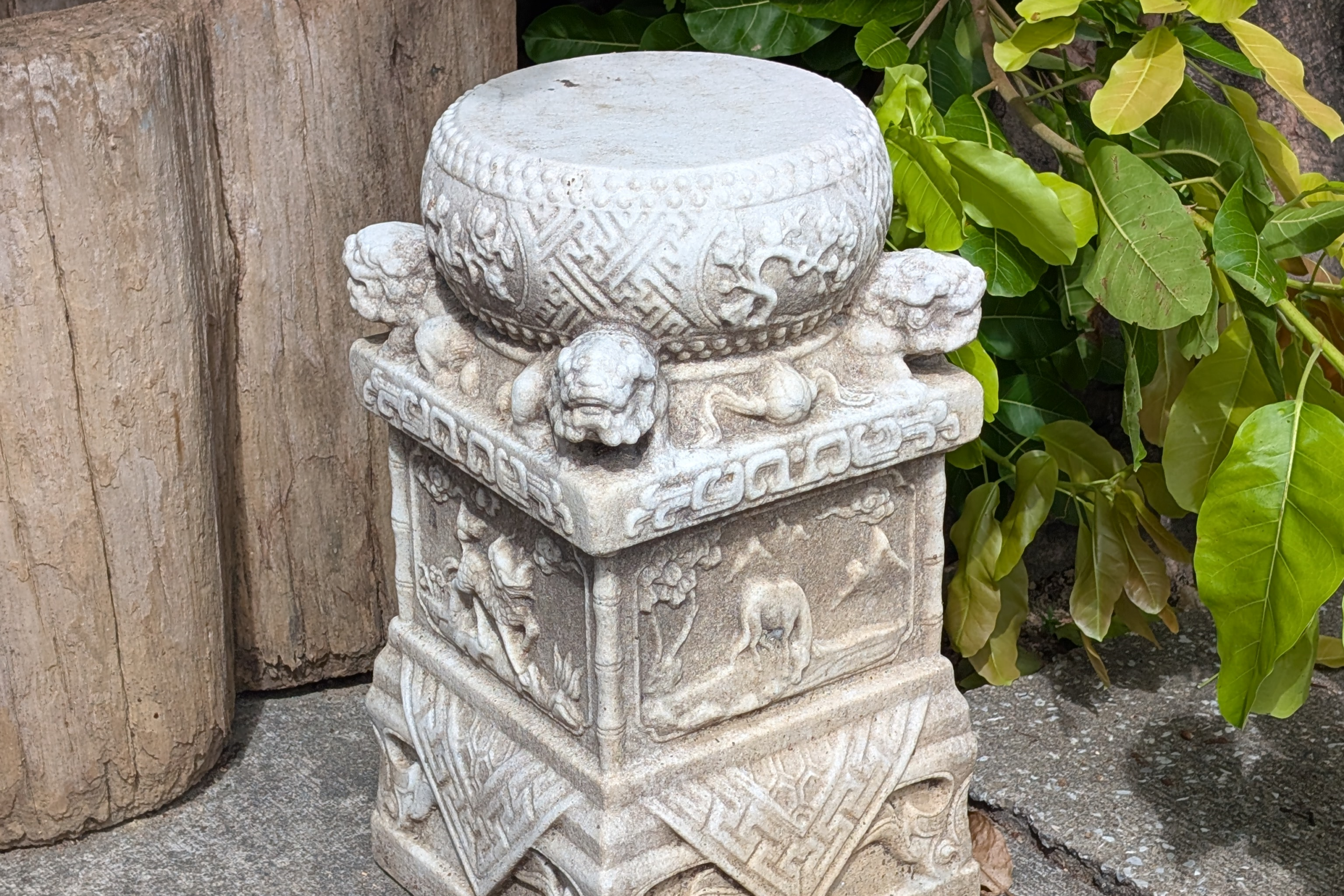 White Stone Column Base