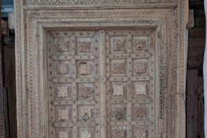 Flower block wooden door