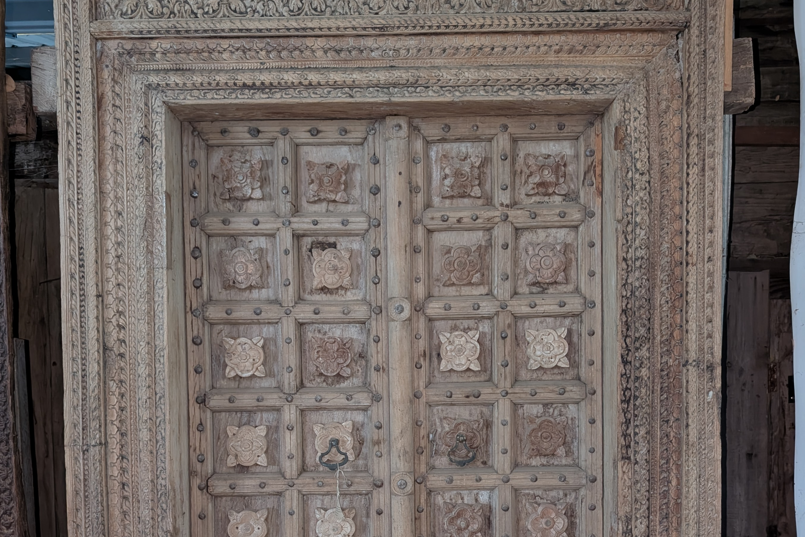 Flower block wooden door