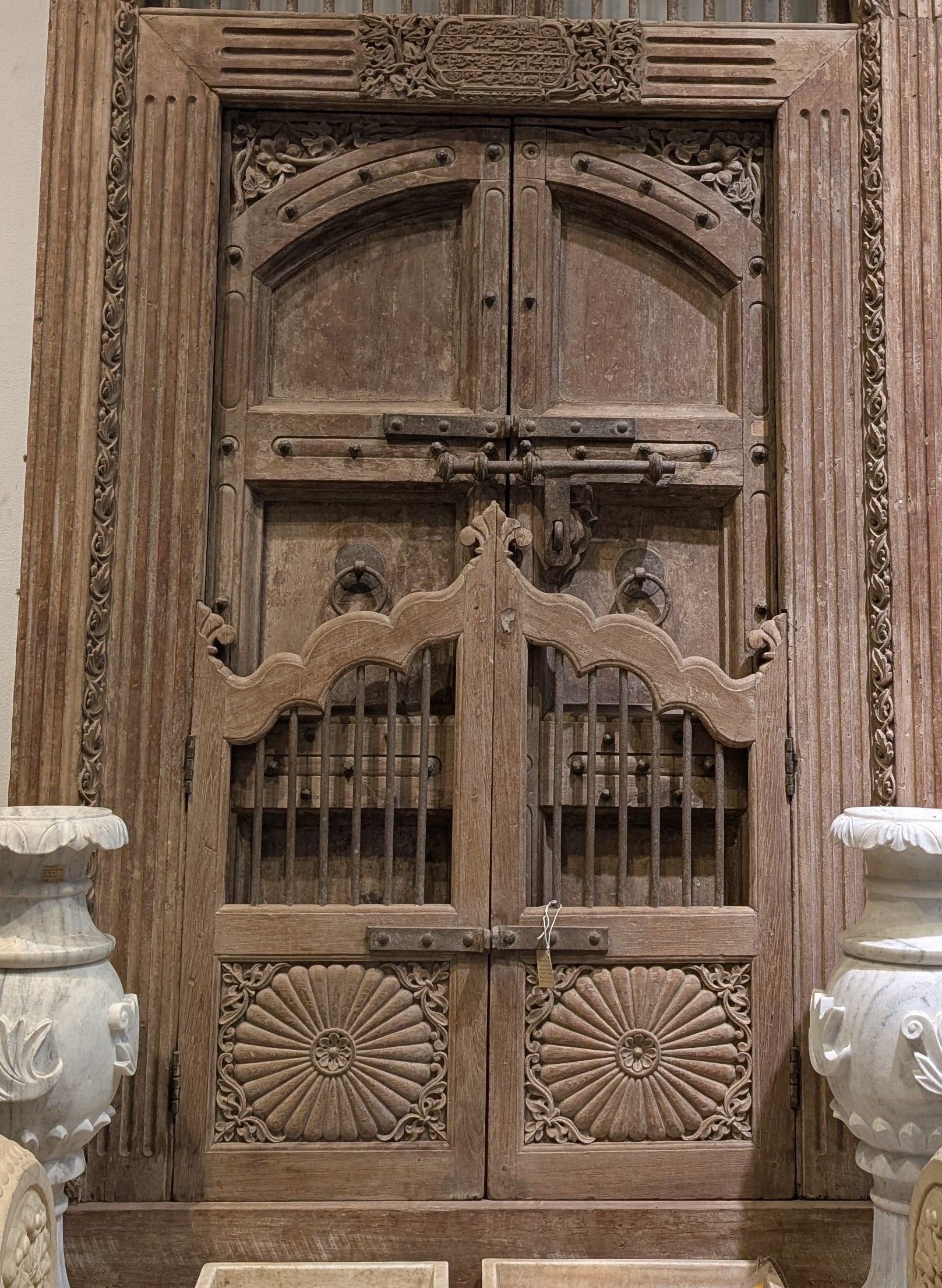 Carved Teak Door with Gate Panels - Image 2