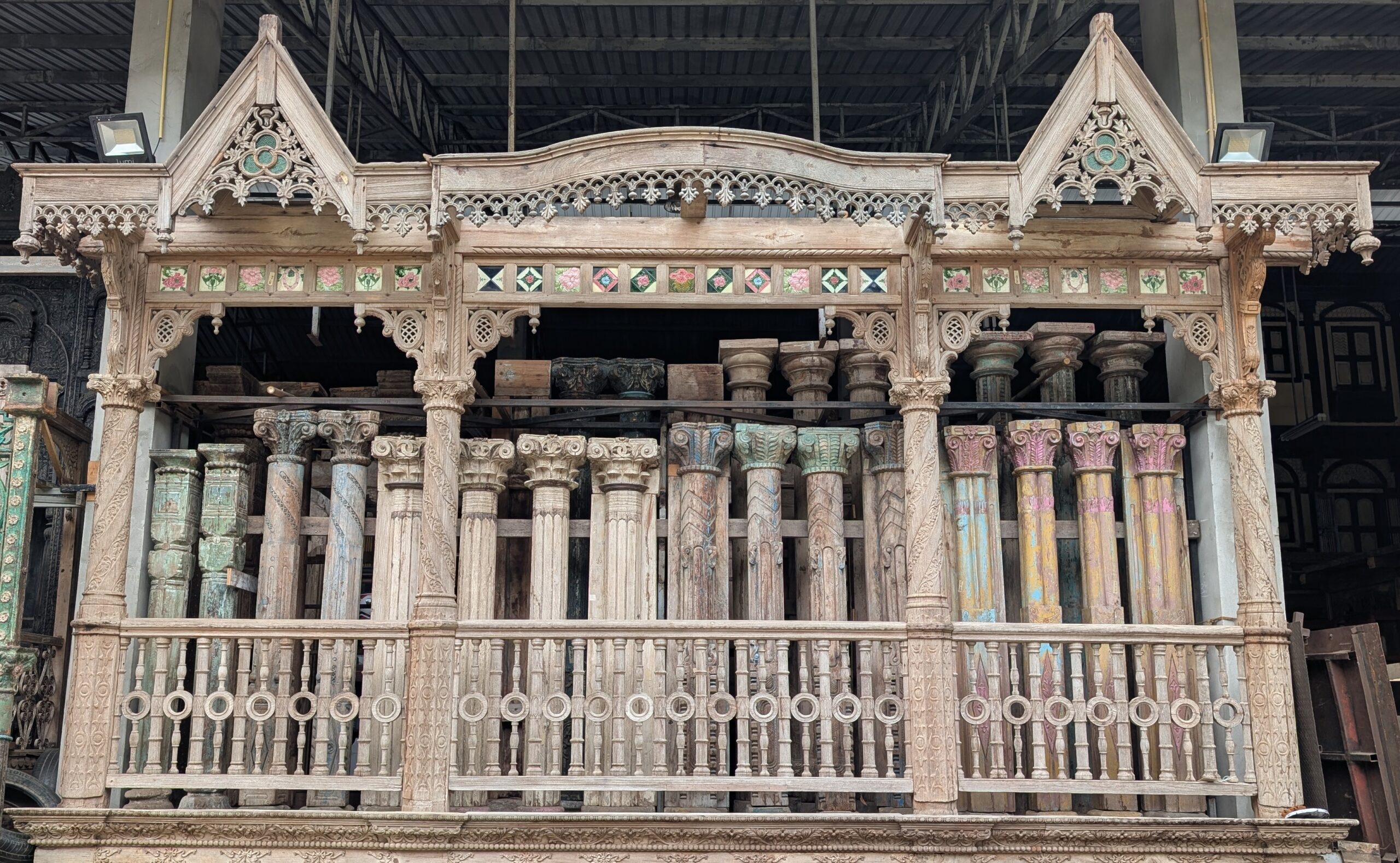 Carved Wooden Balcony Facade - Image 2