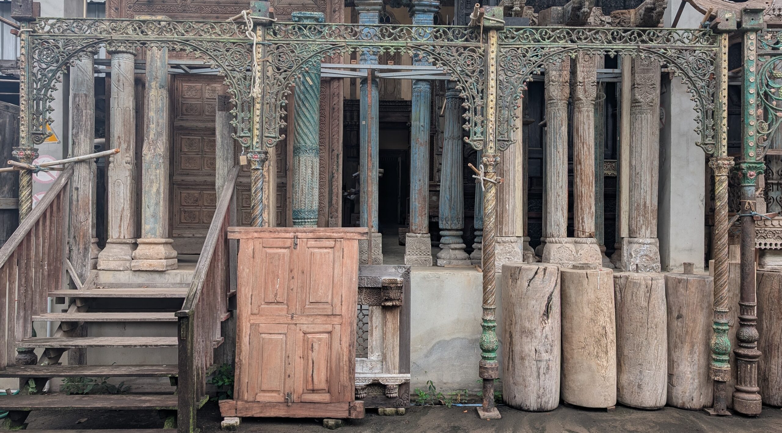 Carved Wooden Veranda Entrance - Image 2