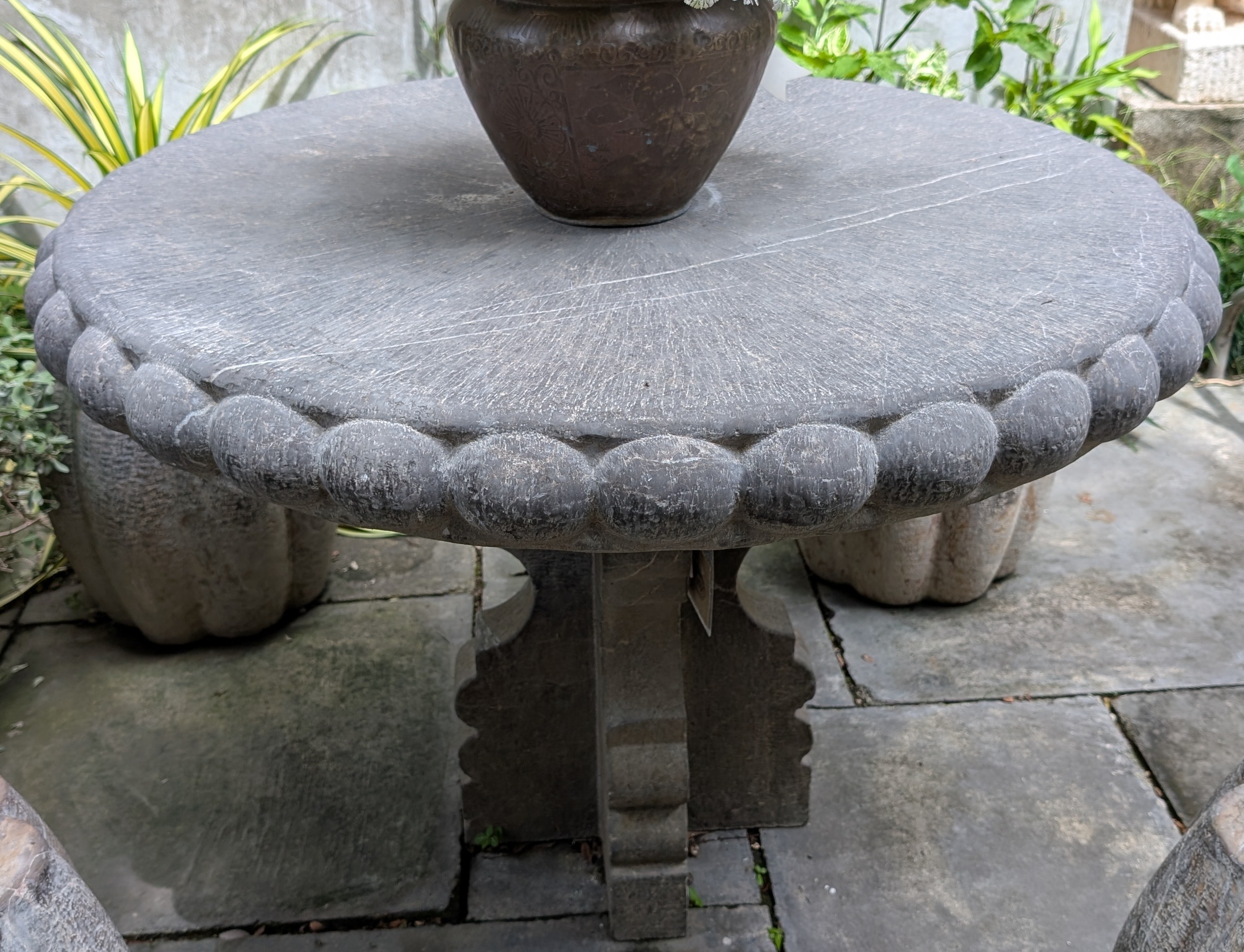 Stone Pedestal Table Set - Image 2
