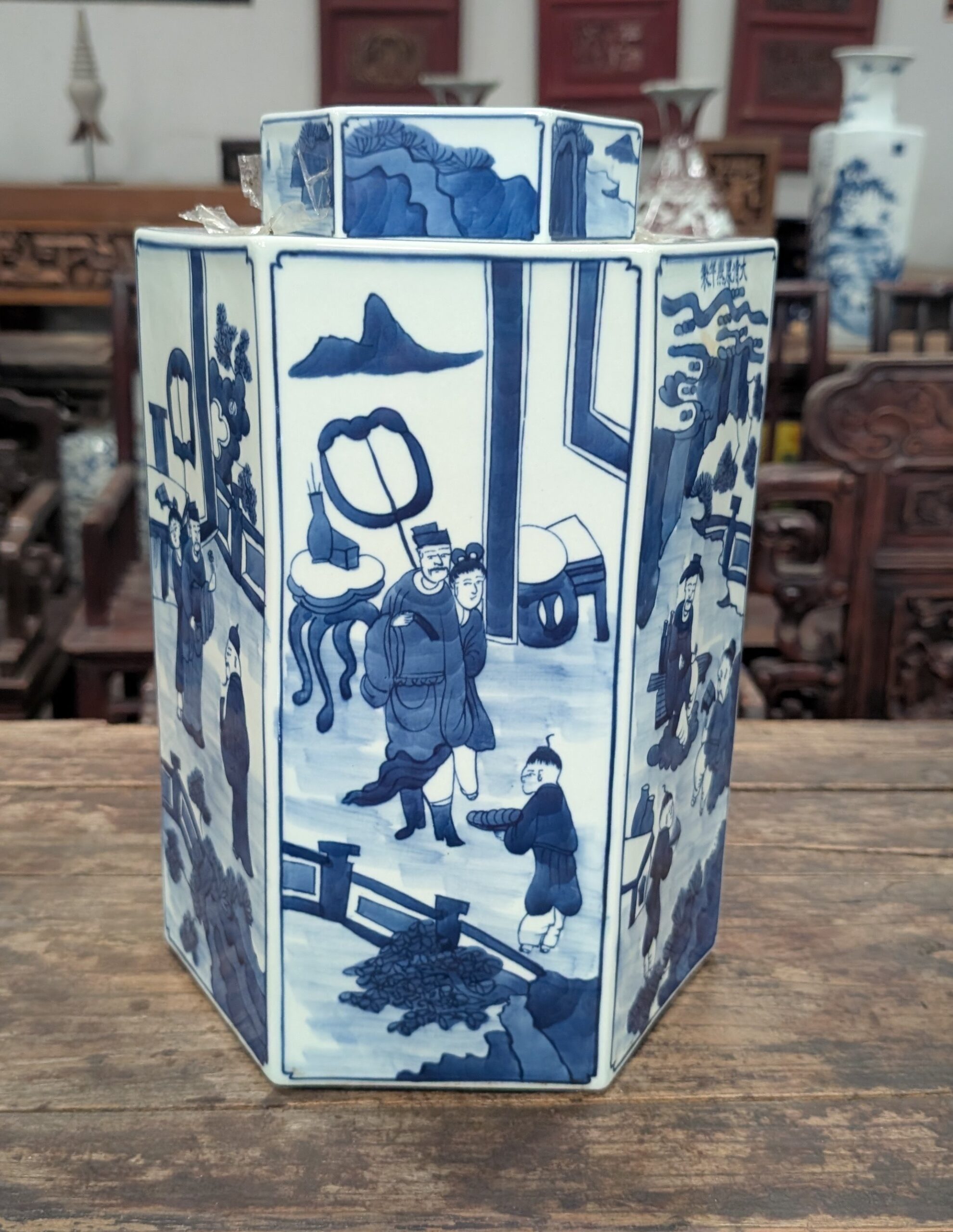 Hexagonal Figural Jar - Image 2